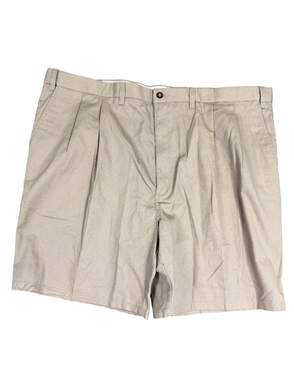 Towncraft Mens Khaki Shorts Size 46W NWT Pleated Front Zip Fly Back Pocket